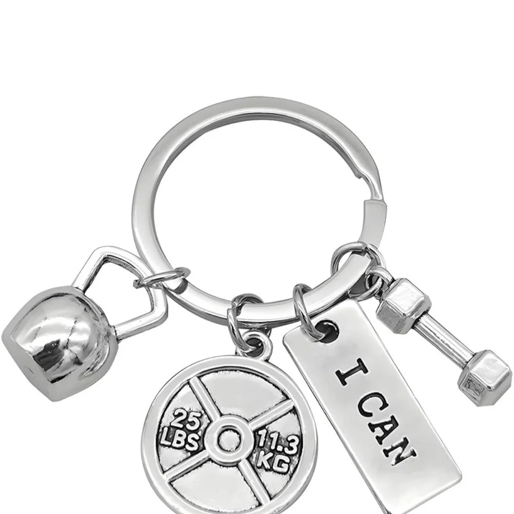 💪🏼 Fitness Keychain with Dumbbell and Kettlebell Charms | NWT